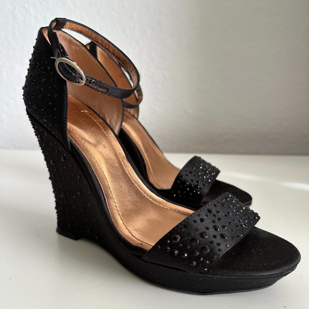 BCBGeneration Black Party Wedges, Size 7